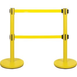 BARRIERE POUR LE CONTROLE DES FOULES A COURROIE DOUBLE, ACIER, 35