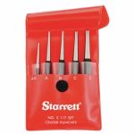 STARRETT S117PC JEU DE POINÇONS, STYLE CENTRE, POINÇON 1/16 À 5/32 PO, 5 COUPS DE POING, 5 PIÈCES