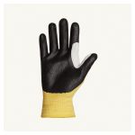 DEXTERITY - BLENDED 13GA KEVLAR GLOVE, FOAM NITRILE PALM W/LEATHER THUMB PATCH, ANSI A4 CUT