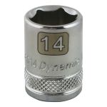 DYNAMIC D008014 SOCKET STANDARD, MÉTRIQUE, 3/8 PO, DOUILLE HEXAGONALE 14 MM, 6 POINTS