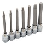 PRISE 3/8 PO JEU DE 7 DOUILLES LONGUES A EMBOUT HEXAGONAL