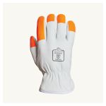 ENDURA GRAIN GOATSKIN DRIVERS GLOVE, HI-VIZ ORANGE FINGER TIPS, THINSULATE LINED