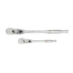 2 Pc. 1/4'' + 3/8'' Drive 90-Tooth Locking Flex Head Teardrop Ratchet Set