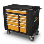 42'' 11 Drawer Black + Orange Mobile Work Station