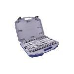 ENS. DE DOUILLES SAE ET METRIQUES 6 PANS AVEC ACCESSOIRES, PRISE 1/2 PO, 38 PCES