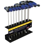 KLEIN TOOLS JTH68M Jeu de 8 clés hexagonales métriques Journeyman à manche en T avec support, 15,2 cm