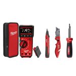 ENSEMBLE COMBO POUR ELECTRICIEN; MULTIMETRE,DETECTEUR DE VOLTAGE,COUTEAU ET TOURNEVIS MULTI POINTE