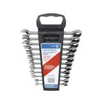 JET 700361 JEU DE CLÉS MIXTES À CLIQUET, MÉTRIQUE, 12 PIÈCES, 8 À 19 MM, ENTIÈREMENT POLI