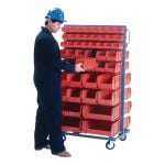 Kleton CB090 Combination Double Sided Mobile Rack and Bin, 36 in W x 24 in D x 63 in H, 1000 lb Load, (96) 3 in, 5 in