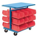 CHARIOT A BACS AVEC BACS, A DEUX COTES, 20 BACS, 24" LA X 38-1/2" P X 36-1/2" H