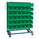 Kleton CB681 Combination Single Sided Mobile Bin Rack, 36 in W x 16 in D x 52 in H, 800 lb Load