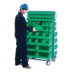 Kleton CB683 Combination Double Sided Mobile Bin Rack, 36 in W x 24 in D x 63 in H, 1000 lb Load, (96) 3 in, 5 in