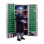 ARMOIRE A COMBINAISON AVEC PORTE CREUSE, 38" LA X 24" P X 72" H, 4 TABLETTES