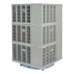 ARMOIRE INDUSTRIELLE ROBUSTE AVEC CARROUSEL A TIROIRS, ACIER, 240 TIROIRS, 27" LA X 27" P X 48" H, GRIS