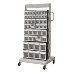 SERVANTE MOBILE DE BACS A PLATEAUX INCLINABLES, A UN COTE, 46 BACS, 26-1/4" LA X 22" P X 57-1/2" H