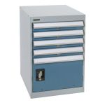 ETABLI SUR PIEDESTAL AVEC UNE PORTE & QUATRE TIROIRS, 4 TIROIRS, 18" LA X 21" P X 28" H