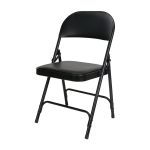 CHAISE PLIANTE REMBOUREE EN VINYLE NOIRE
