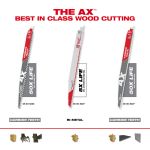 LAME DE SCIE ALTERNATIVE SAWZALL POUR L'ÉLAGAGE ET LE NETTOYAGE DU BOIS, LONGUEUR, 12", LARGEUR, 1", DENTS PAR POUCE, 3