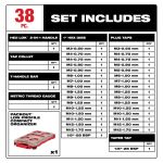 ENSEMBLE DE TARAUDS & FILIÈRES MÉTRIQUES PACKOUT AVEC POIGNÉE 2-EN-1 HEX-LOK, NBRE DE MORCEAUX, 38