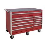 CHARIOT A OUTILS INDUSTRIEL, 12 TIROIRS, 56" LA X 24-1/2" P X 38-1/8" H, ROUGE