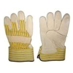 Gants Monteurs Cuir Grain Vache Taille L Rayures Bleues Doublure Coton Tuff Grade TGG-401-L
