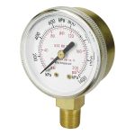 MANOMETRES EN LAITON,  2", 400 PSI, FIXATION INFERIEURE, ANALOGIQUE