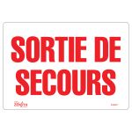 ENSEIGNE Â«SORTIE DE SECOURSÂ», 7" X 10", VINYLE, FRANÃ‡AIS