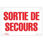 ENSEIGNE Â«SORTIE DE SECOURSÂ», 7" X 10", PLASTIQUE, FRANÃ‡AIS