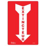 ENSEIGNE AVEC FLECHE ''EXTINCTEUR'', 10'' X 7'', VINYLE, FRANCAIS AVEC PICTOGRAMME