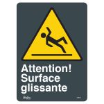 ENSEIGNE Â«SURFACE GLISSANTEÂ», 14" X 10", VINYLE, FRANÃ‡AIS AVEC PICTOGRAMME