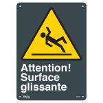 ENSEIGNE Â«SURFACE GLISSANTEÂ», 14" X 10", PLASTIQUE, FRANÃ‡AIS AVEC PICTOGRAMME