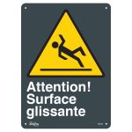 ENSEIGNE Â«SURFACE GLISSANTEÂ», 14" X 10", ALUMINIUM, FRANÃ‡AIS AVEC PICTOGRAMME