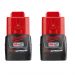 MILWAUKEE 48-11-2411 Batterie M12 12V Lithium-Ion Compact (CP) 1,5 Ah REDLITHIUM (2 Pack)