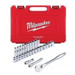Milwaukee 48-22-9510 Jeu d'outils de mécanique à cliquet et à douille métrique à entraînement de 1/2 pouce (28 pièces)